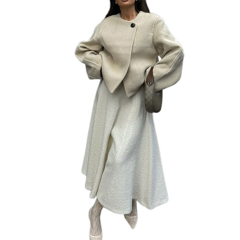 Lunar® | Manteau Court en Laine à Col Rond