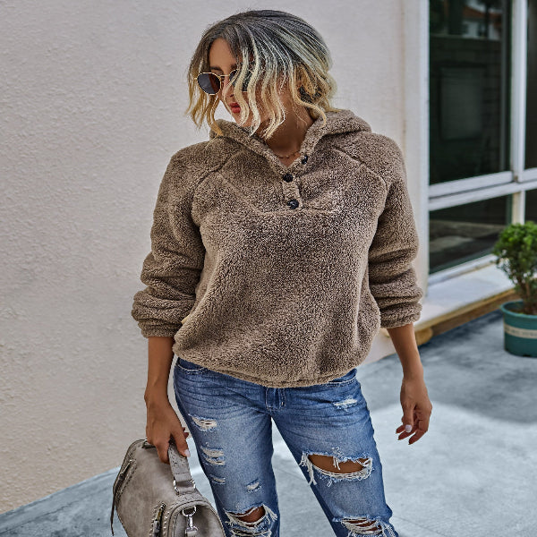Apek® | Pull en peluche de couleur pure