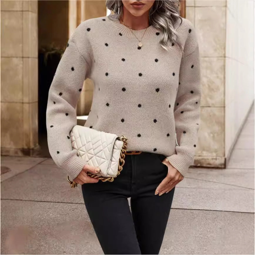 Zoe® | Pull à Col Rond à Pois Jacquard