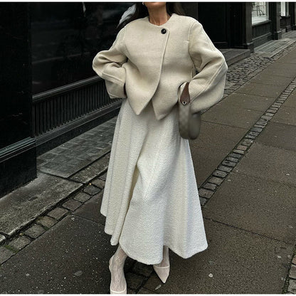 Lunar® | Manteau Court en Laine à Col Rond