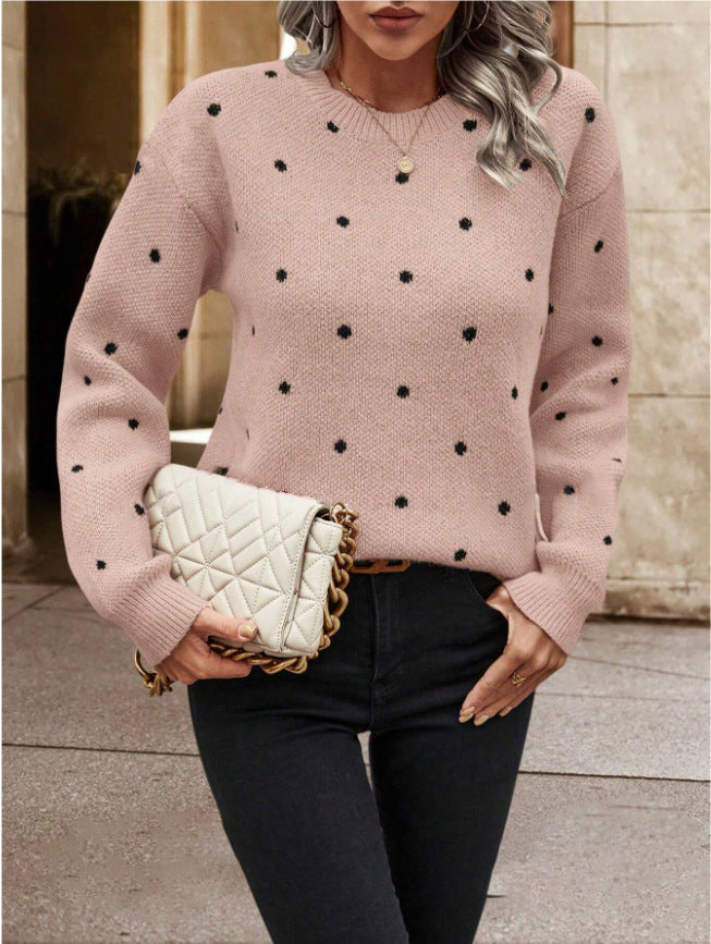 Zoe® | Pull à Col Rond à Pois Jacquard