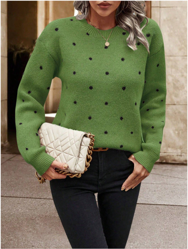 Zoe® | Pull à Col Rond à Pois Jacquard