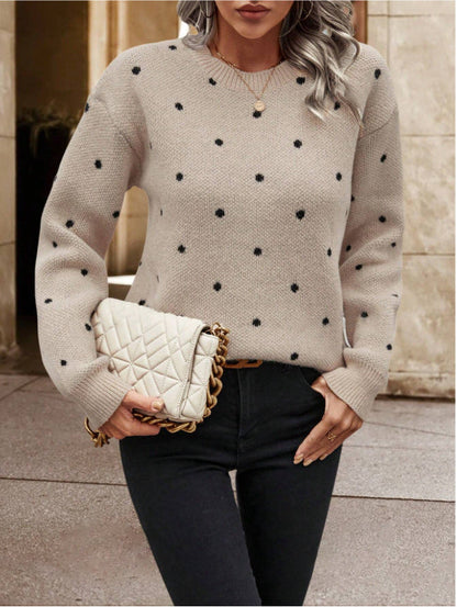 Zoe® | Pull à Col Rond à Pois Jacquard